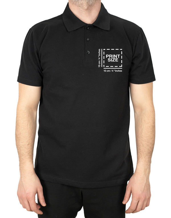 Polo Collar Black T-Shirt - Digital Print
