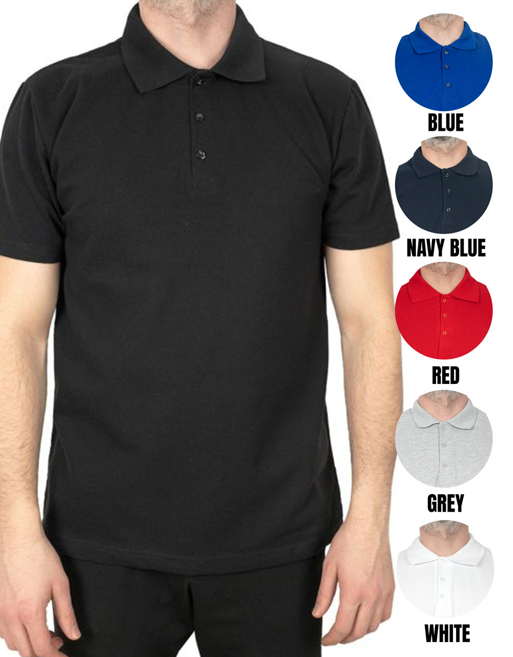 Polo Collar Black T Shirt High Quality Cotton Unisex Wholesale Pamusan