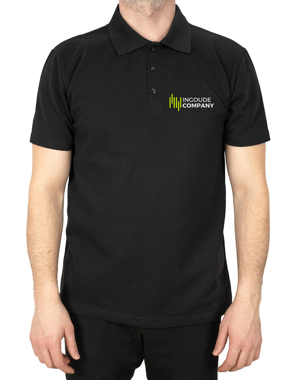 Polo Collar Black T-Shirt - Digital Print