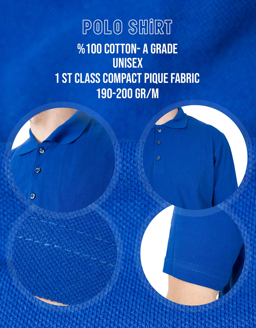 Polo Collar Blue T-Shirt - Digital Print