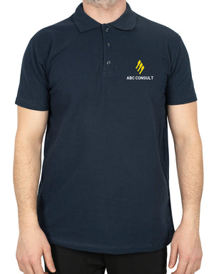 Polo Collar Navy T-Shirt - Printed