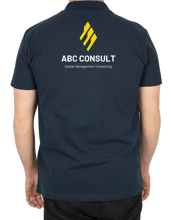 Polo Collar Navy T-Shirt - Printed