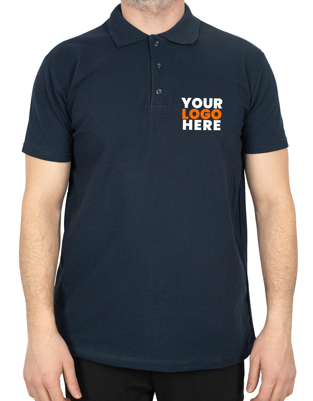 Polo Collar Navy T-Shirt - Printed