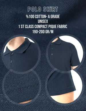 Polo Collar Navy T-Shirt - Printed