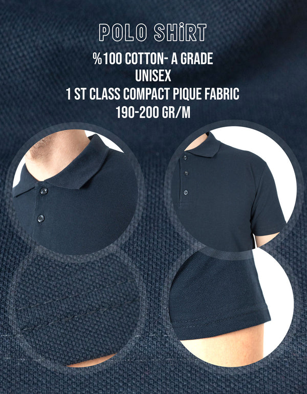 Polo Collar Navy T-Shirt - Printed