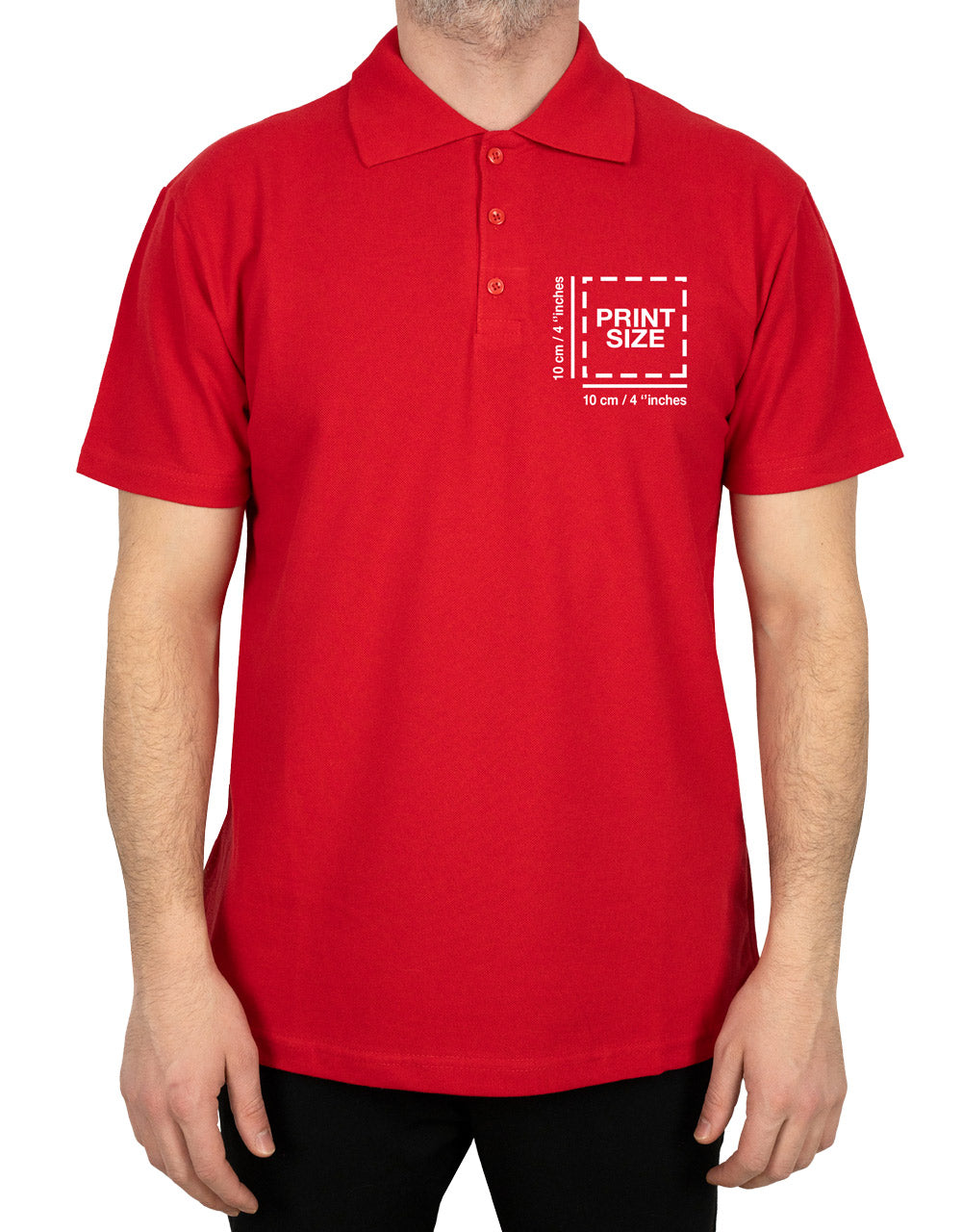 Polo Collar Red T-Shirt - Digital Print