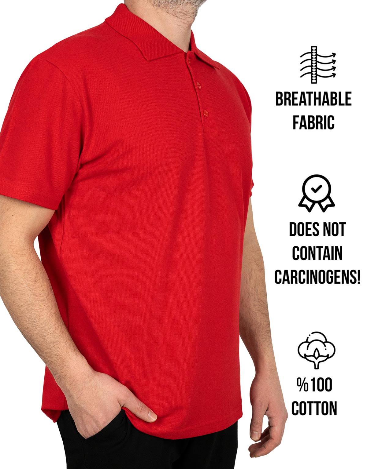 Polo Collar Red T-Shirt - Digital Print