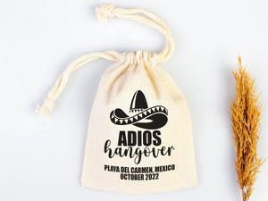 Adios Hangover Kit Bags - Raw Cotton Fabric - Party Recovery Kit Pouch - Pamusan.com