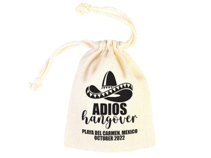 Adios Hangover Kit Bags - Raw Cotton Fabric - Party Recovery Kit Pouch - Pamusan.com