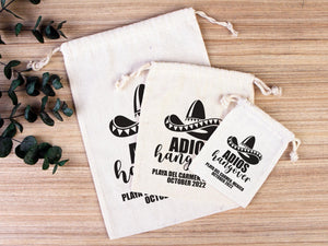 Adios Hangover Kit Bags - Raw Cotton Fabric - Party Recovery Kit Pouch - Pamusan.com