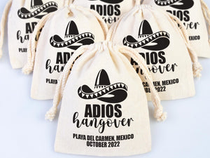 Adios Hangover Kit Bags - Raw Cotton Fabric - Party Recovery Kit Pouch - Pamusan.com