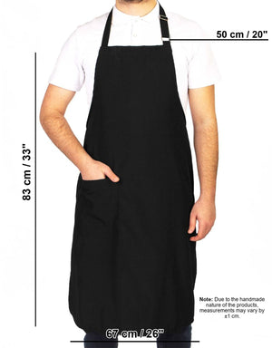 Adjustable Kitchen Apron with Pocket – Black Unisex Chef Apron, 175 g/m² Poly-Viscose - Pamusan.com