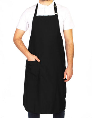 Adjustable Kitchen Apron with Pocket – Black Unisex Chef Apron, 175 g/m² Poly-Viscose - Pamusan.com