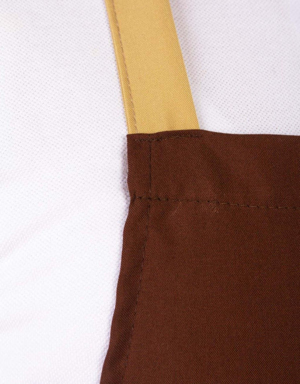 Adjustable Kitchen Apron with Pocket – Brown & Beige Unisex Chef Apron, 175 g/m² Poly-Viscose - Pamusan.com