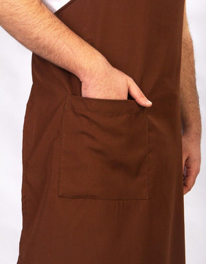 Adjustable Kitchen Apron with Pocket – Brown & Beige Unisex Chef Apron, 175 g/m² Poly-Viscose - Pamusan.com