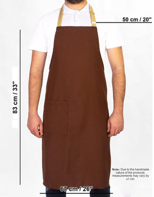 Adjustable Kitchen Apron with Pocket – Brown & Beige Unisex Chef Apron, 175 g/m² Poly-Viscose - Pamusan.com