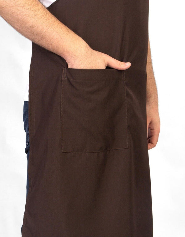 Adjustable Kitchen Apron with Pocket – Dark Brown & Beige Unisex Chef Apron, 175 g/m² Poly-Viscose - Pamusan.com