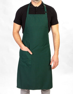 Adjustable Kitchen Apron with Pocket – Green Unisex Chef Apron, 175 g/m² Poly-Viscose - Pamusan.com