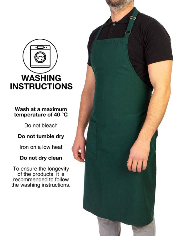 Adjustable Kitchen Apron with Pocket – Green Unisex Chef Apron, 175 g/m² Poly-Viscose - Pamusan.com