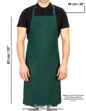 Adjustable Kitchen Apron with Pocket – Green Unisex Chef Apron, 175 g/m² Poly-Viscose - Pamusan.com