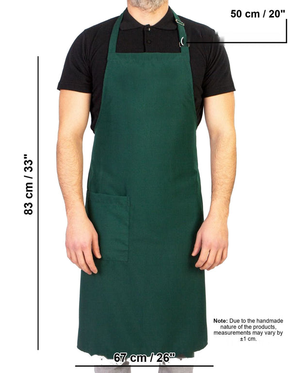 Adjustable Kitchen Apron with Pocket – Green Unisex Chef Apron, 175 g/m² Poly-Viscose - Pamusan.com