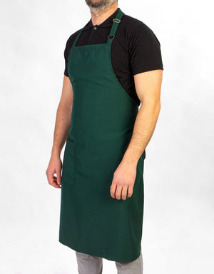 Adjustable Kitchen Apron with Pocket – Green Unisex Chef Apron, 175 g/m² Poly-Viscose - Pamusan.com