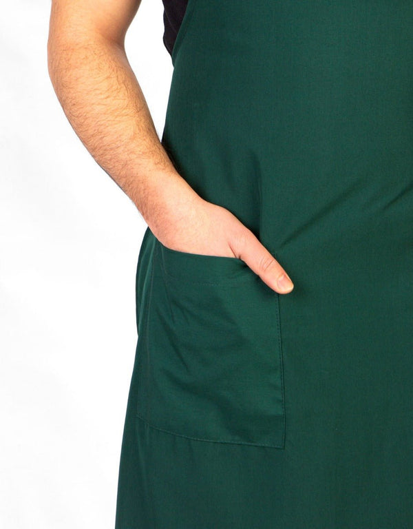 Adjustable Kitchen Apron with Pocket – Green Unisex Chef Apron, 175 g/m² Poly-Viscose - Pamusan.com
