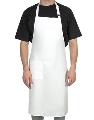 Adjustable Kitchen Apron with Pocket – White Unisex Chef Apron, 175 g/m² Poly-Viscose - Pamusan.com