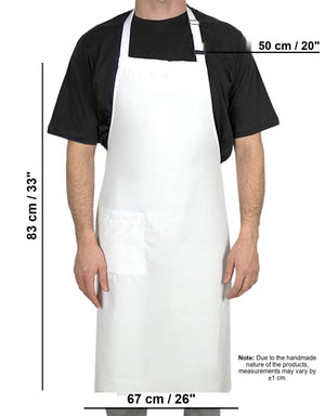 Adjustable Kitchen Apron with Pocket – White Unisex Chef Apron, 175 g/m² Poly-Viscose - Pamusan.com