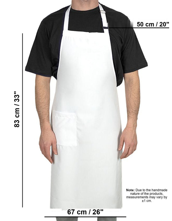 Adjustable Kitchen Apron with Pocket – White Unisex Chef Apron, 175 g/m² Poly-Viscose - Pamusan.com