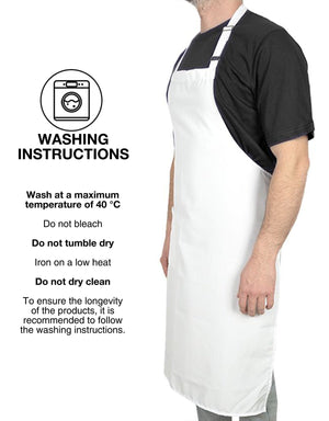 Adjustable Kitchen Apron with Pocket – White Unisex Chef Apron, 175 g/m² Poly-Viscose - Pamusan.com
