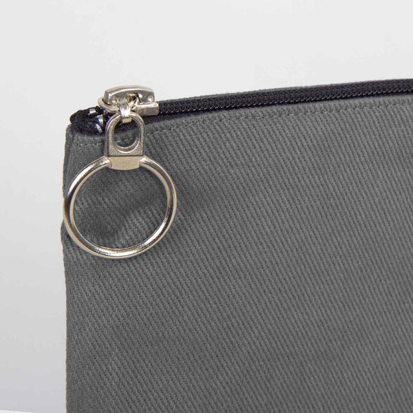 Anthracite Cotton Zippered Clutch Pouch – 12" × 8" (30 × 21 cm) – 10 oz Fabric - Pamusan.com