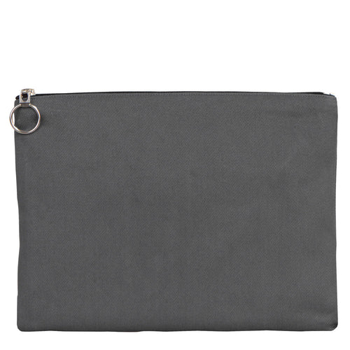 Anthracite Cotton Zippered Clutch Pouch – 12" × 8" (30 × 21 cm) – 10 oz Fabric - Pamusan.com