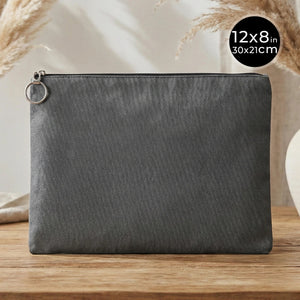 Anthracite Cotton Zippered Clutch Pouch – 12" × 8" (30 × 21 cm) – 10 oz Fabric - Pamusan.com