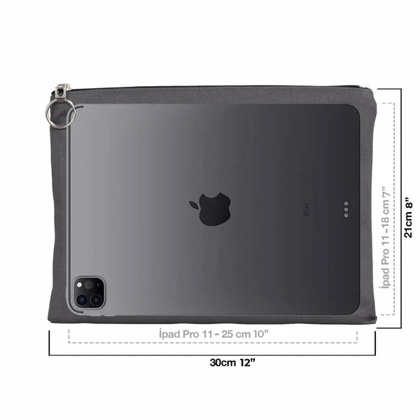 Anthracite Cotton Zippered Clutch Pouch – 12" × 8" (30 × 21 cm) – 10 oz Fabric - Pamusan.com