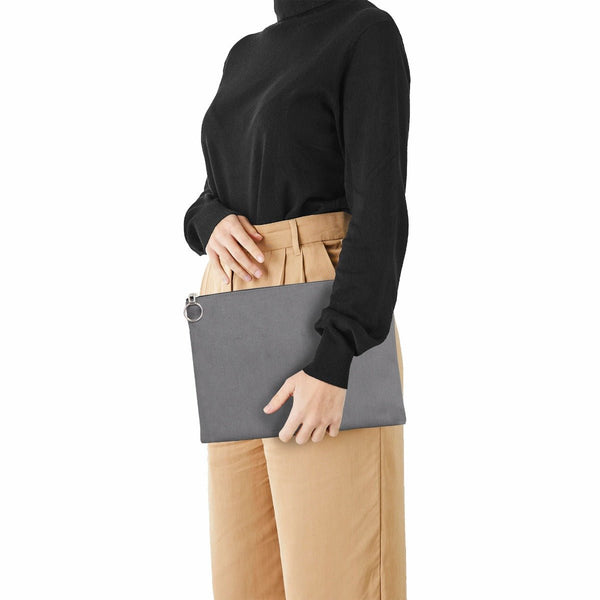 Anthracite Cotton Zippered Clutch Pouch – 12" × 8" (30 × 21 cm) – 10 oz Fabric - Pamusan.com