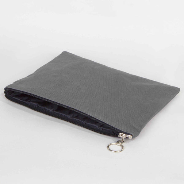 Anthracite Cotton Zippered Clutch Pouch – 12" × 8" (30 × 21 cm) – 10 oz Fabric - Pamusan.com