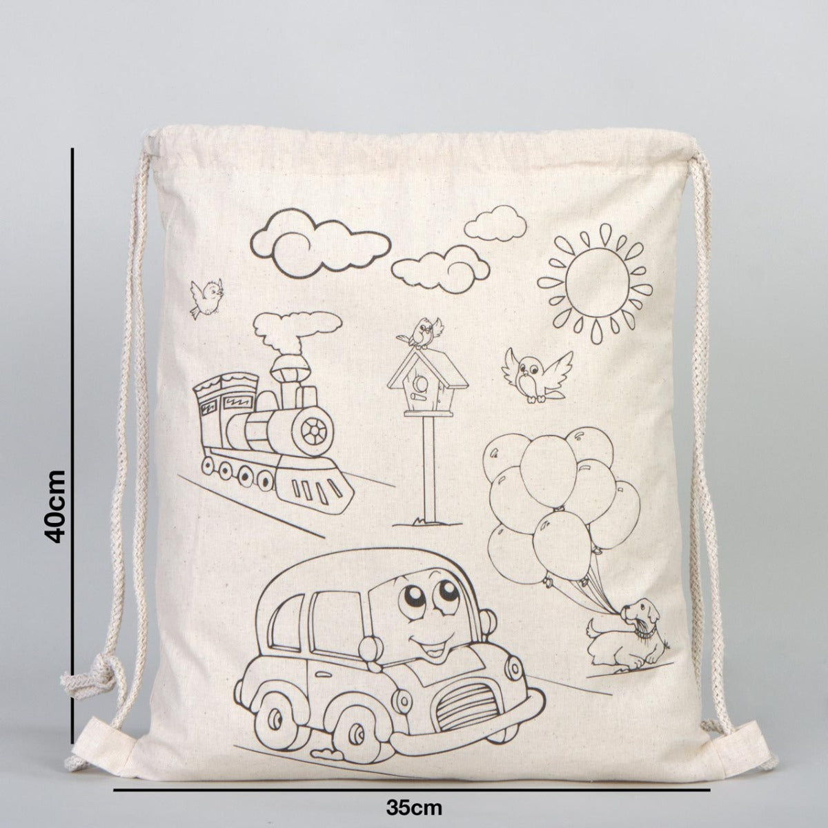 Drawstring Backpack Car and Plane Coloring Bags for Kids - 14" W x 16" H  (35x40 cm)