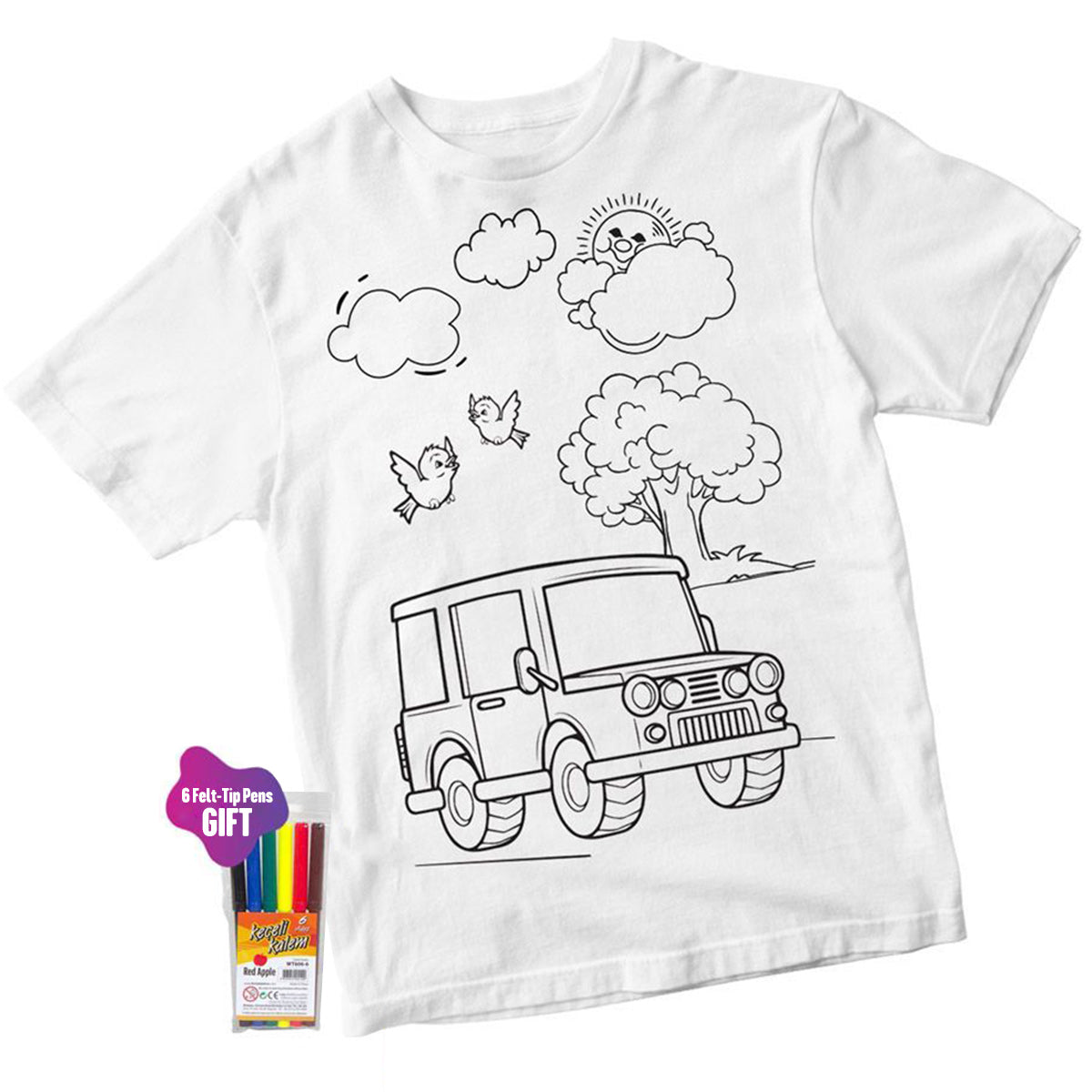 Car Paintable T-Shirt with Pencil