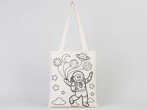 Astronaut & Zeppelin Coloring Bag 14"W X 16"H (35x40 cm) Cotton Handle - Pamusan.com
