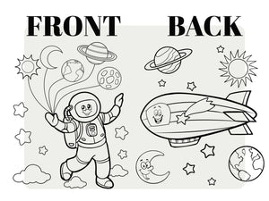 Astronaut & Zeppelin Coloring Bag 14"W X 16"H (35x40 cm) Cotton Handle - Pamusan.com