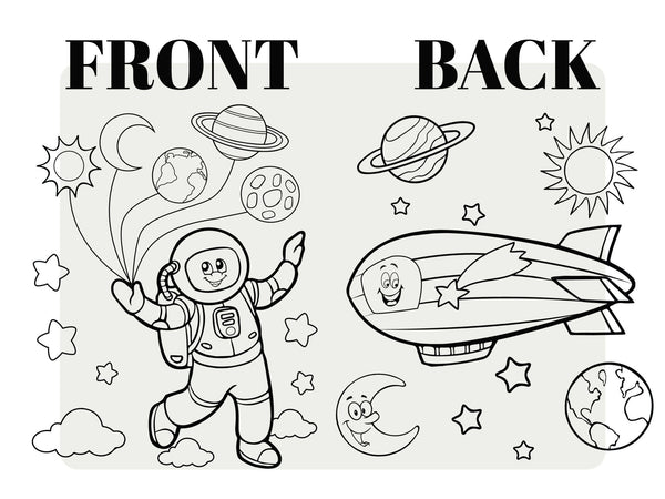 Astronaut & Zeppelin Coloring Bag 14"W X 16"H (35x40 cm) Cotton Handle - Pamusan.com