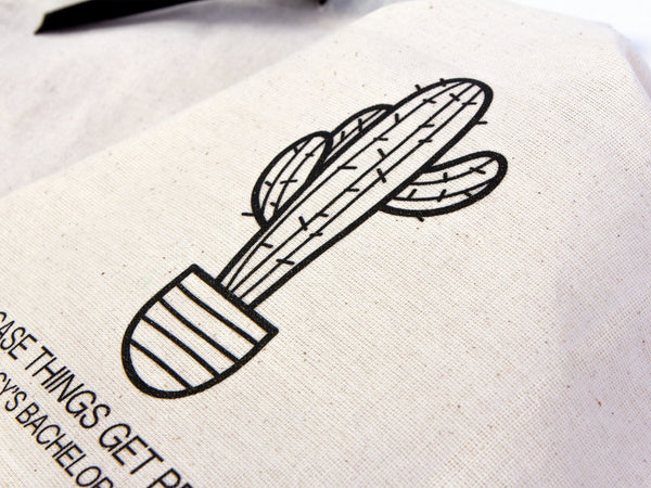 Bachelorette Birthday Party - Cotton Fabric Hangover bags with Black Ribbon - Wedding Recovery Kit - Pamusan.com