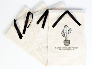 Bachelorette Birthday Party - Cotton Fabric Hangover bags with Black Ribbon - Wedding Recovery Kit - Pamusan.com