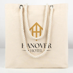 Custom Large Canvas Tote Bag with Logo & Zippered Pocket – 19"x16"x4"