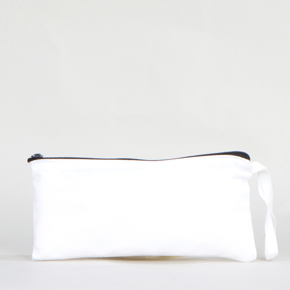 Fabric Pencil Case – 8"x4" White Cotton Zippered Pencil Pouch