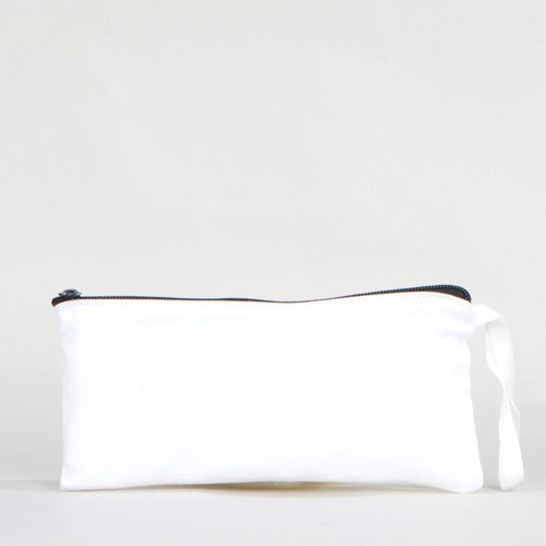 Fabric Pencil Case – 8"x4" White Cotton Zippered Pencil Pouch