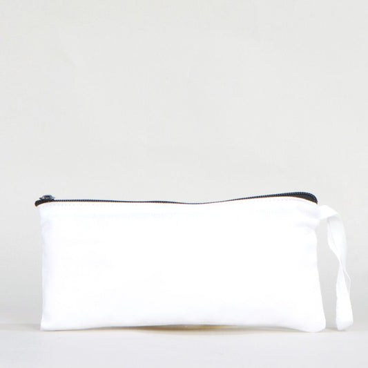 Fabric Pencil Case  8" W x 4" H (21x10 cm)  - White Color