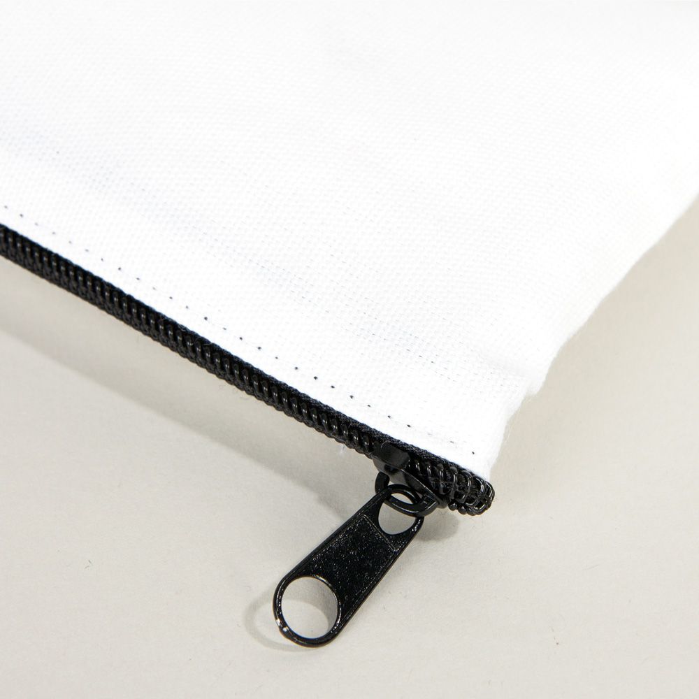 Fabric Pencil Case  8" W x 4" H (21x10 cm)  - White Color