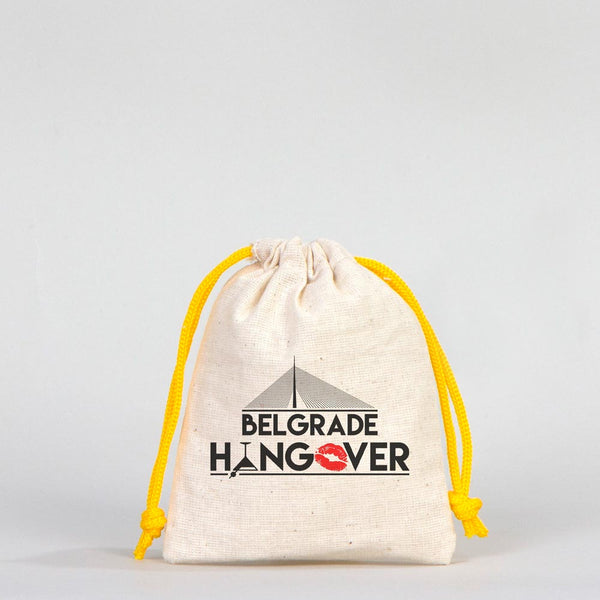 Fabric Pouch 4" W x 5" H (10 cm x 13 cm)  -  Yellow Handle (Customize)